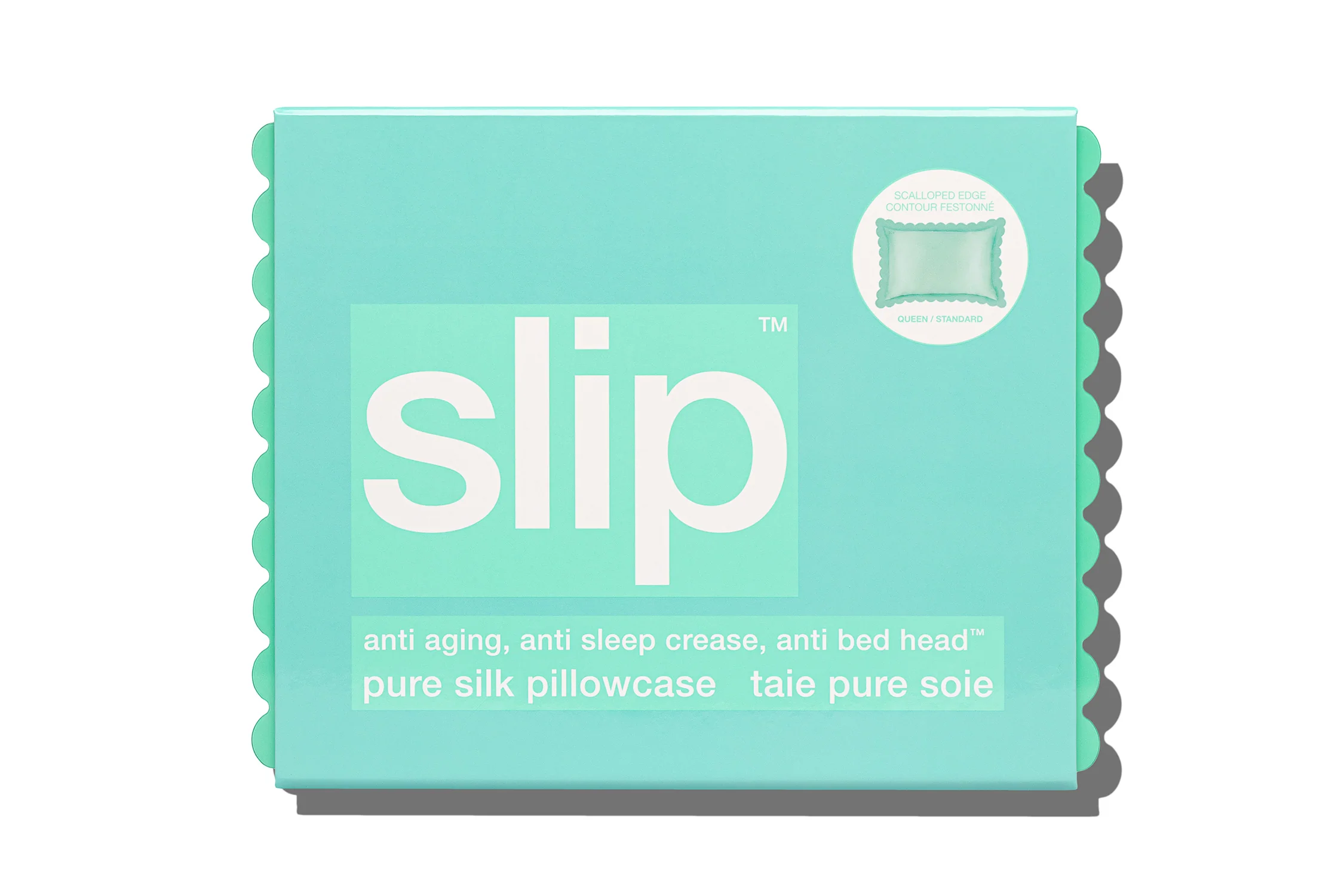 Turquoise Queen Zippered Pillowcase with Scalloped Edge - Image 3